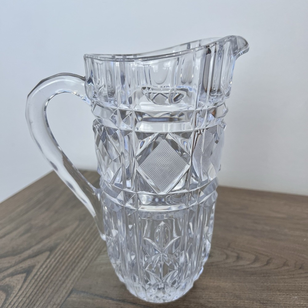 Vintage American Brillant Lead Crystal Glass  Water Pitcher - 8" Tall